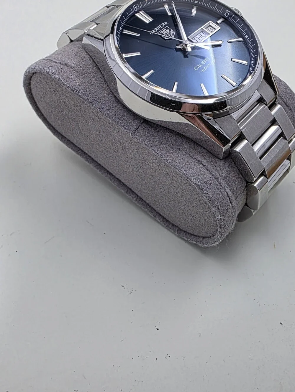 TAG Heuer Carrera Calibre 5 Automatic Men's Day-Date Watch in Blue and Silver